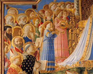 聖母の戴冠式、聖人と天使の音楽家の細部。フラ・アンジェリコ、イル・ベアト（1387-1455）ことグイド・ディ・ピエトロ（またはフラ・ジョヴァンニ・ダ・フィエーゾレ）の作品。 作： Fra  Angelico