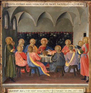 最後の晩餐。キリストの生涯」アルマディオ・デッリ・アルジェンティ(木にテンペラ 作： Fra  Angelico