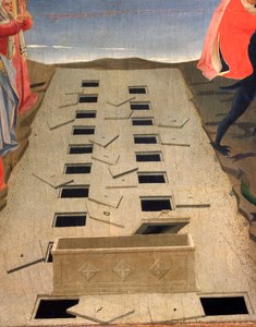 開かれた墓、最後の審判のディテール。(木にデトレム 作： Fra  Angelico