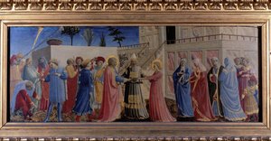 聖母の結婚式プレデル（木の上の絵） 1435年 作： Fra  Angelico