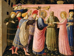 フラ・アンジェリコ作「受胎告知」（祭壇画）1440年頃 作： Fra (c.1400 55) Angelico