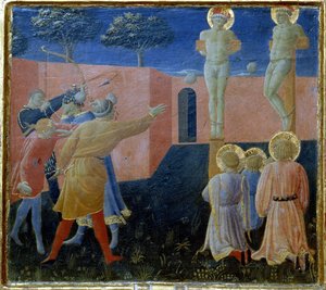 聖コスのはりつけと石打ち 作： Fra Angelico