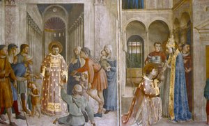 教皇シクストゥス2世は、15世紀半ばに教会の宝物をセントローレンスに贈っています。 作： Fra Angelico