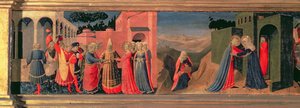 受胎告知へのプレデラパネル、処女の結婚と面会を示す 作： Fra Angelico