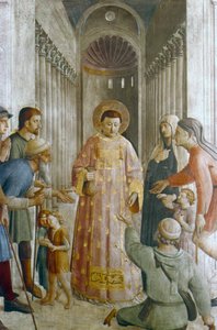 15世紀半ばに貧しい人々に施しを与える聖ローレンス 作： Fra Angelico