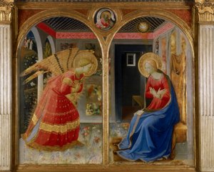 受胎告知、1432年（パネル上のテンペラ） 作： Fra Angelico
