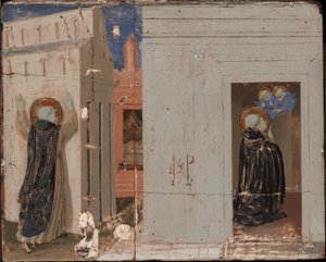 教皇インノケンティウス 3 世のビジョン。 聖ドミニクに現れる聖ペテロと聖パウロ 作： Fra Angelico