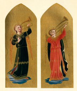 トランペットを持つ2人の天使、15世紀、c1909 作： Fra Angelico