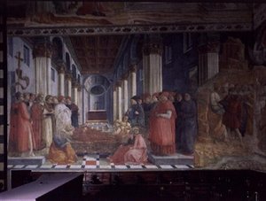 聖シュテファンの聖遺物祭典（聖シュテファンの殉教の一部を示す）、1452-66（63780および63781も参照） 作： Fra Filippo Lippi