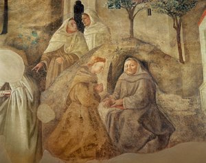 カルメル会則の改革、4つのカルメル会修道士の詳細、94764年のc.1422フレスコ詳細 作： Fra Filippo Lippi