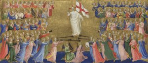 フィエゾレサンドメニコ祭壇画の天国の法廷でキリストを称えたc。 1423-1424 作： Fra Giovanni Angelico da Fiesole