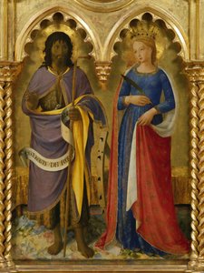 ペルージャの祭壇画より、アレクサンドリアの洗礼者聖ヨハネと聖カタリナ、1437年頃。 作： Fra Giovanni Angelico da Fiesole
