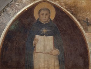 聖トマス・アクィナスと『神学大全』（1441-1442）。 作： Fra Giovanni Angelico da Fiesole