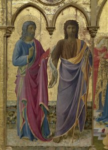 バプテスマの聖ヨハネと福音書記者ヨハネコルトーナのポリプティック、1437年頃。 作： Fra Giovanni Angelico da Fiesole