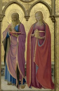 聖人マタイとマグダラのマリア。コルトーナのポリプティック、1437年頃。 作： Fra Giovanni Angelico da Fiesole