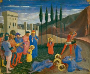 聖コスマスと聖ダミアンの斬首、c。 1440 作： Fra Giovanni Angelico da Fiesole