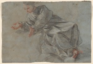腕を広げて座る修道士 [祝福されたフェリーチェ・ダ・カンタリチェのビジョンにおける聖母の習作] 作： Fra Semplice da Verona