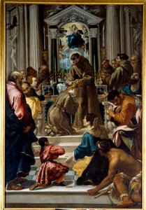 アッシジの聖フランソワ (1181-1223) が聖クレア (1193-1253) の髪を切る。 Semplice De Verona (1589-1654) Ec による絵画。 イタル。 作： Fra Semplice da Verona