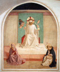 聖母と聖ドミニクの前で嘲笑されたキリスト 作： Fra school of Angelico