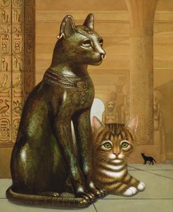 マイク、大英博物館の子猫、1995（パネルに油とテンペラ） 作： Frances Broomfield