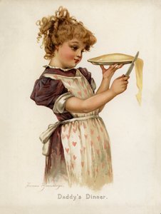 女の子。パパのディナー（カラーリトグラフ 作： Frances Brundage