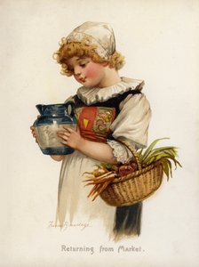 女の子。市場からの帰り道（カラーリトグラフ 作： Frances Brundage