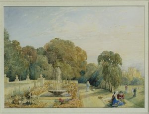 ダービーシャー、チャッツワースの庭園の眺め、1820年頃（85760組） 作： Frances Elizabeth Swinburne