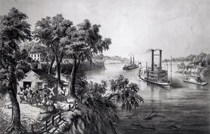 ミシシッピ州、パブの低水位。 Currier and Ives、1867年 作： Frances Flora Bond Palmer