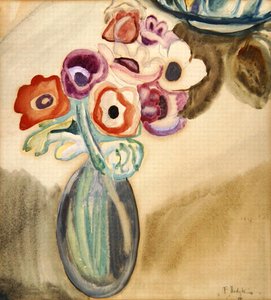 ジャグ・オブ・フラワーズ（紙に水彩） 作： Frances Hodgkins