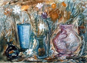 花瓶（紙に水彩） 作： Frances Hodgkins