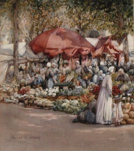 北フランスの市場の日 1910年頃 （水彩・紙）