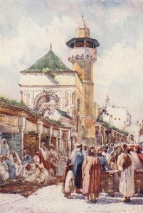 チュニス、シディ・ベン・ジアドのモスク、オークションの日（カラーリトグラフ） 作： Frances Nesbitt
