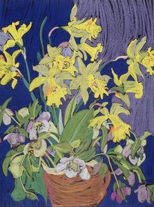 水差しの水仙（マウントボードにパステル） 作： Frances Treanor