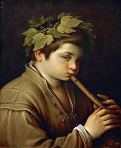 フルートを吹く少年（Garcon jouant de la flute） - Francesco Bassano, the Younger (1549-1592).銅に油彩、約1580-1585年。寸法：54,6x44 cm。ヴィエンヌの美術史博物館