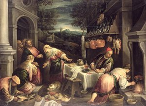 マリアとマーサと一緒のイエス、 作： Francesco Bassano
