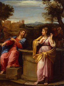 キリストと井戸のサマリアの女（油） 作： Francesco Albani