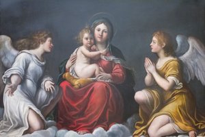 Madonna and Child with Angels (óleo sobre ardósia) 作： Francesco Albani