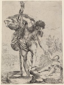 幼子イエスに手を差し伸べる聖クリストファー、1650年代。 作： Francesco Amato