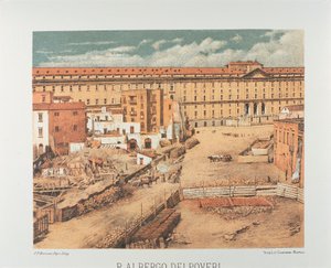 イタリア、ナポリ、Albergo dei Poveri (Hospice for the Poor) 1889 (リトグラフ) 作： Francesco Aversano