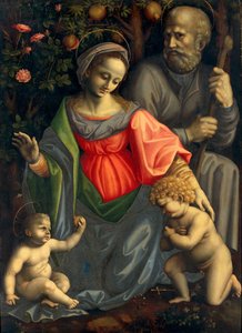 聖家族と洗礼者聖ヨハネ、1535～1540年頃。 作： Francesco Bacchiacca