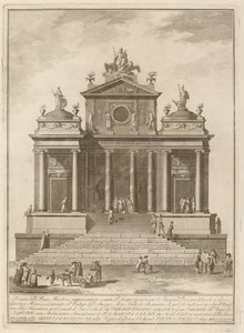 1785 年、チネア フェスティバルのためにジュピター、ジュノ、ミネルバに捧げられた寺院。 作： Francesco Barbazza