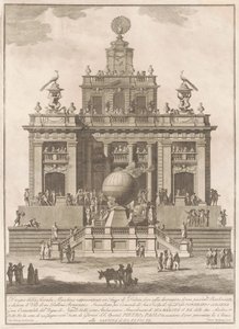 1785 年の中国の Seconda Macchina: 気球のあるプレジャー パレス、1785 年。 作： Francesco Barbazza