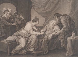 リア王とコーディリア シェイクスピア、リア王、第 4 幕、第 7 場、ca. 1783年。 作： Francesco Bartolozzi