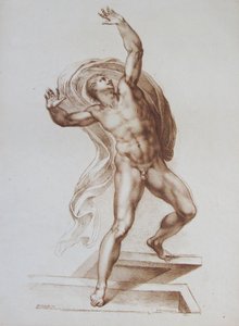 ミケランジェロの「最後の審判」を模写した男性像（エングレーヴィング） 作： Francesco Bartolozzi