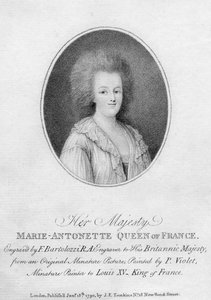 マリーアントワネット、フランスのルイ16世の女王コンソート、1790年。 作： Francesco Bartolozzi