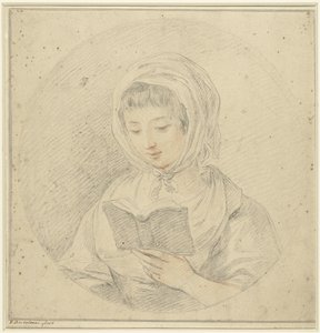 楕円形の本を読んでいる女の子 作： Francesco Bartolozzi