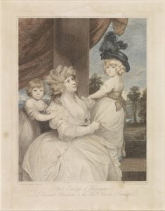 ジェーン・スタンホープと 2 人の子供の肖像 作： Francesco Bartolozzi
