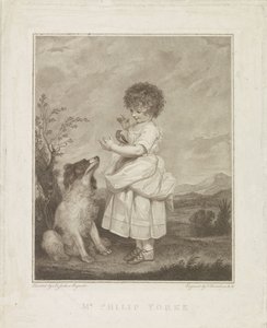犬と鳥を持つフィリップ・ヨークの肖像 作： Francesco Bartolozzi