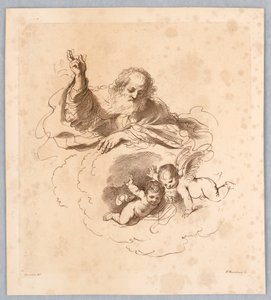 雲の中の全能者、二人の少年天使 作： Francesco Bartolozzi