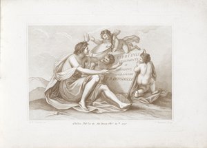 絵画を擬人化したタイトルプリント Ciprianis Principles of Drawing (シリーズタイトル) Ciprianis roudiments of drawing (オブジェクトのシリーズ タイトル) 作： Francesco Bartolozzi